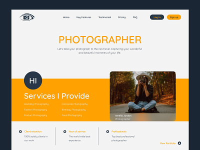 Photographer Landing Page Home Page (UI - UX) Design adobe xd app design application figma home page landing page ui ux web design website design