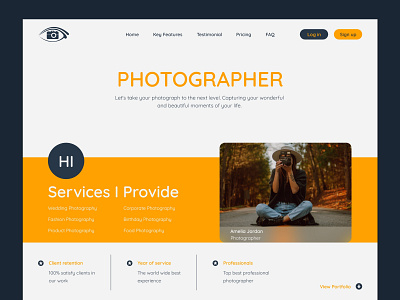 Photographer Landing Page Home Page (UI - UX) Design