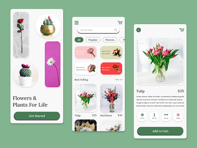 Flower App (UI - UX Design) adobe xd app design application creative design e commerce e commerce app figma ui ux