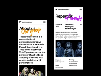 Theater Proscenium web design art branding design graphic design handwriting handwritten font mobile mobile design theater theatre typography ui web