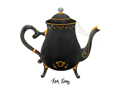 inktober: tea time challenge halloween inktober procreate skull spooky tea tea pot texture