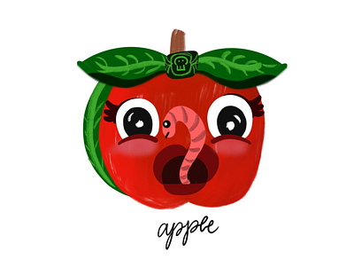 inktober day5: apple apple challenge inktober leaves texture worm