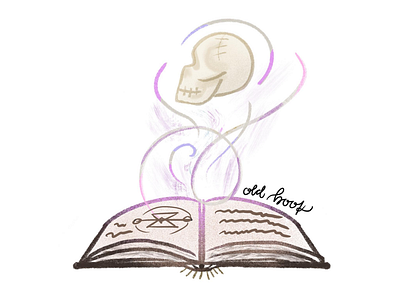 inktober day9: old book book challenge inktober old procreate skull spell whimsical witch