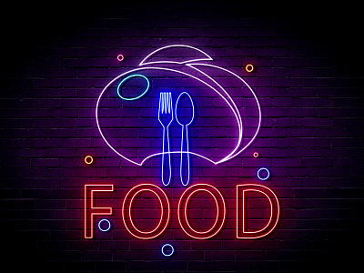 FOOD neon logo 3d neon graphic design logo neon sign uniqui neon light