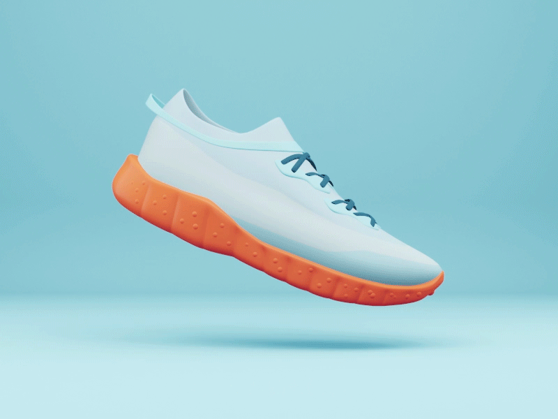 Sneaker 3d blue bubble experiment fly idea illustration object orange run sneaker