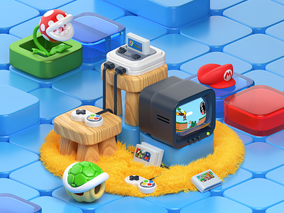 Super Mario Room 3d b3d blender blender 3d console design graphics illustration mario nentendo object red screen