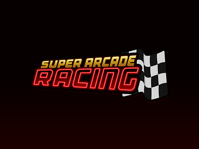 Super Arcade Racing Logo 80s 90s branding cheesy design game illustration illustrator logo neon racing retro typography ui vintage