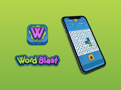 Wordblast app app design blast blue explosive game game design green icon logo mobile phone product design puzzle game ui word game