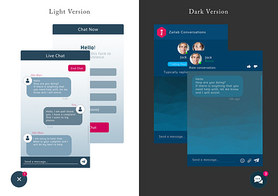 Webchat Iteration 2 contact center dark version light version mobile sci fi support ui design ux design webchat