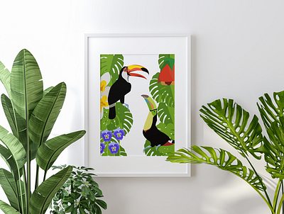 Toucans animal bird design drawing illustration interior typography ui