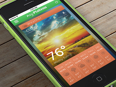 myPlateau Weather Concept appdesign iosdesign iphone5c mockup myplateau photoshop template weather
