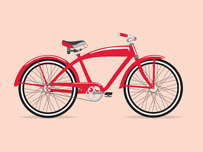 Big Red Bike bike illustrator retro vector