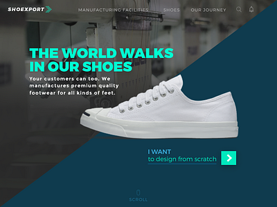 Shoe manufacturer website 2018 concept design desktop home page minimal shoe trend ux