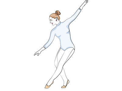 Ballerina woman in studio vector line drawing illustration