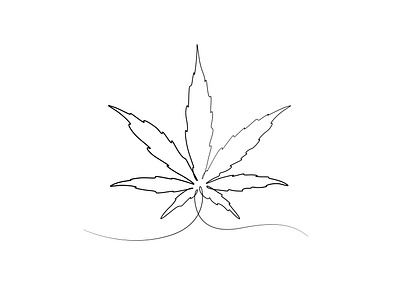 cannabis leaf black & white vector abstract one line drawing design illustration line art line art illustration line drawing minimalist minimalist art vector art
