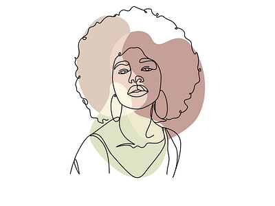 afro hair girl line drawing illustration free vector cover