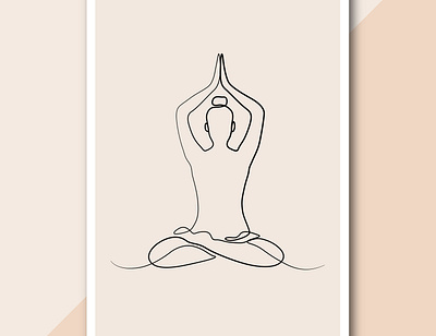 Lotus Yoga pose abstract line drawing wall art print free vector design illustration line art line art illustration line drawing minimalist minimalist art vector art