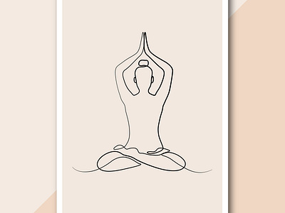 Lotus Yoga pose abstract line drawing wall art print free vector