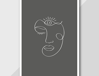 Abstract Line Drawing woman's face with the sun on her forehead design illustration line art line art illustration line drawing minimalist minimalist art vector art
