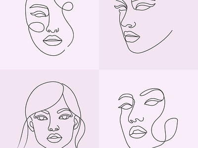 Line drawing beauty face portrait