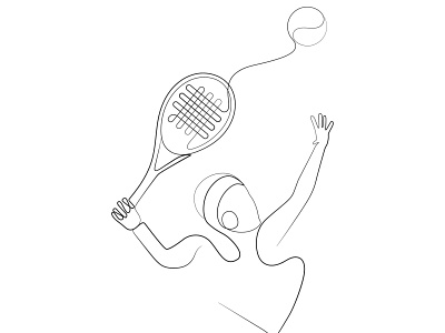 Tennis playing one line art style art illustration lined natural gender one line art playing playing tennis single line