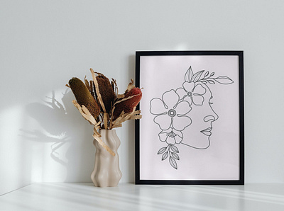 Woman head with flowers linear drawing artwork beauty drawing face graphic design hand drawn illustration lady line art linear logo minimal outline portrait tattoo woman women