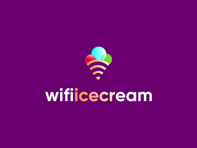 Wi-Fi Ice cream art colorfull ice ice cream logo interpretations logodesign logodesigner