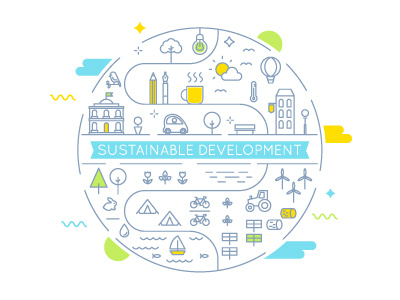 Sustainable Development Illustration city concept illustration lifestyle outline sustainable vector