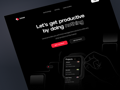 lesse landing page - dark mode