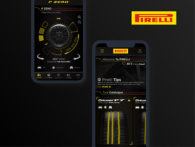 Pirelli Mobile Application dark design mobile mobile app mobile design pirelli sketch ui