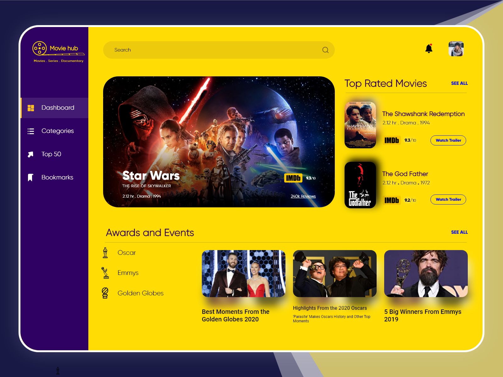 Movie hub by Manoj Panda on Dribbble