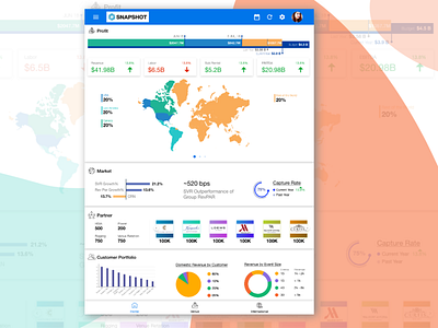 Dashboard For Cxo app customerportfolio design dribbleshot graph international money mpandaarts mpandaphotos partners profits revenue typography ui ux vector