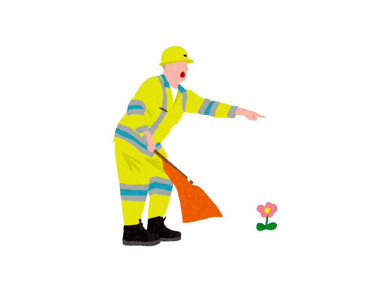 Contractor & Little Flower animation contractor flower gif illustration man yellow