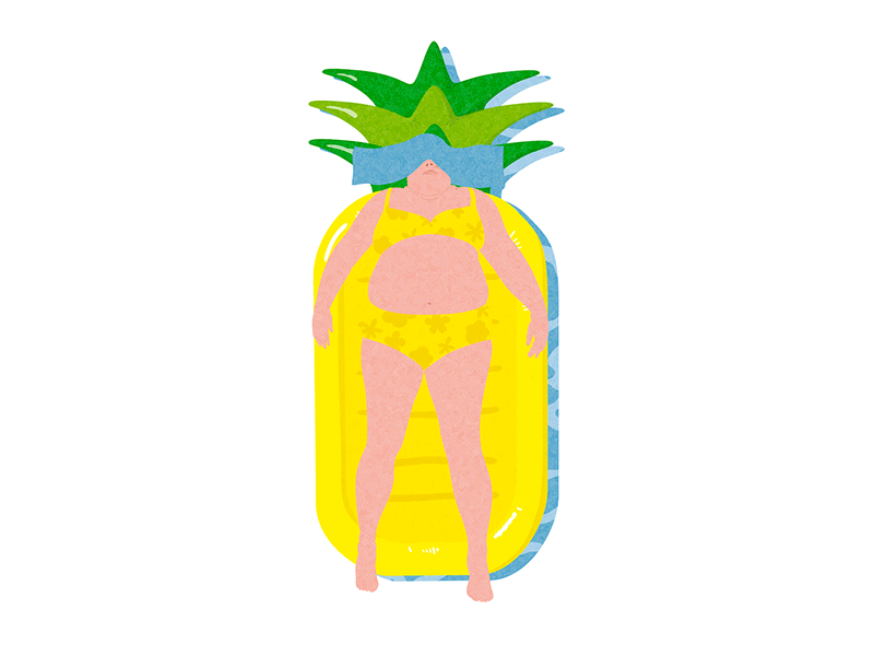 Fatlady animation art cute design drawing fashionable gifloop illustration pineapple pool summer swimming