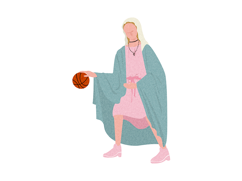 Virginmary×basketball animation art basketball cute design drawing fashionable gifloop illustration pink sport virginmary