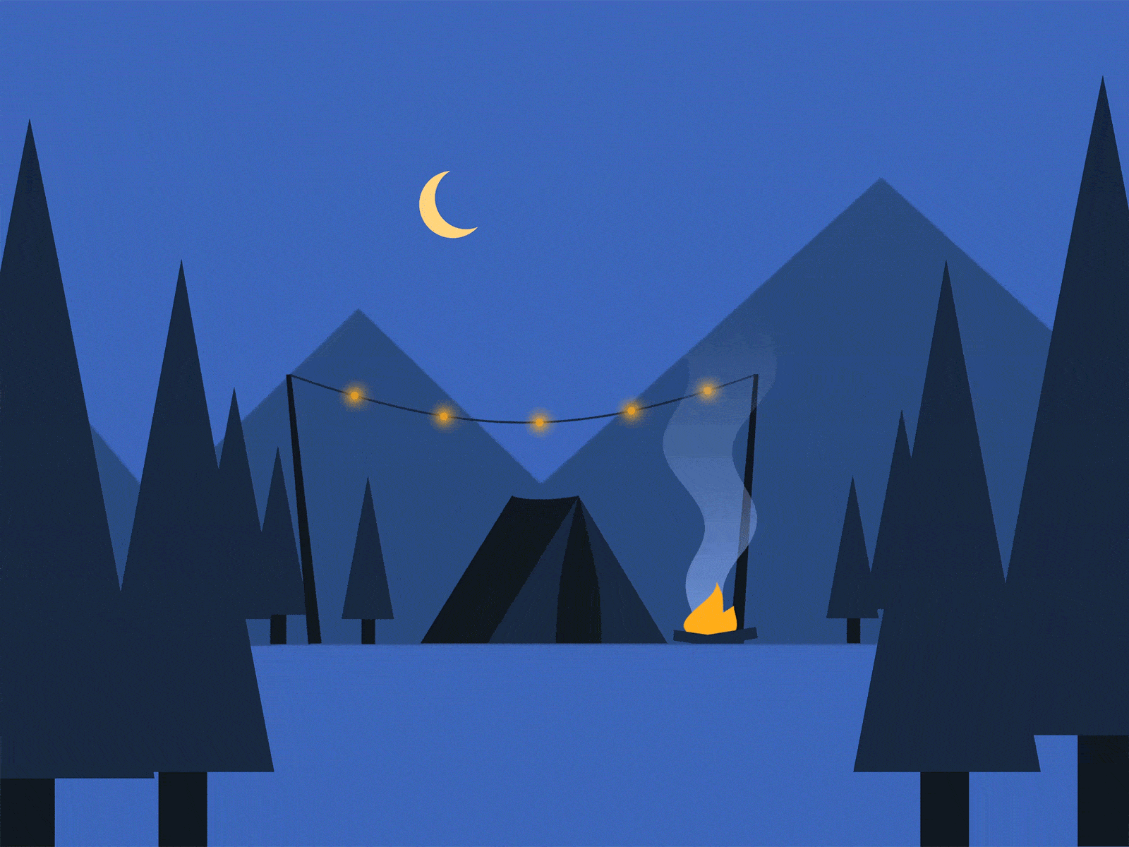 Warm bonfire in the woods