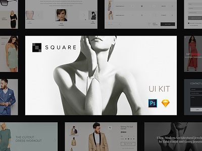 SQUARE UI KIT Release designtrend fashion fashionstore inspirationdesign interface lookbook minimaldesign ui uikit ux uxuidesign webdesign