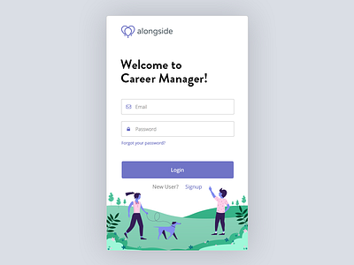 Login page dog hr illustration mobile nature people saas startup