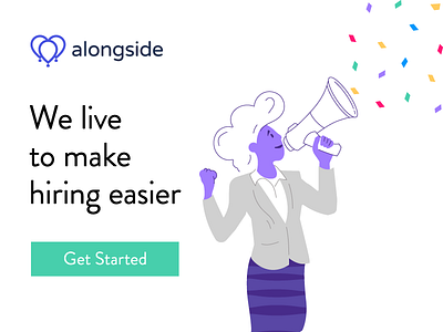 Make Hiring Easier balloons hr hris human resources illustration marketing purple saas ui ux