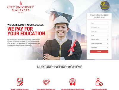 University Lead Generation Page - Enquiry Form design website