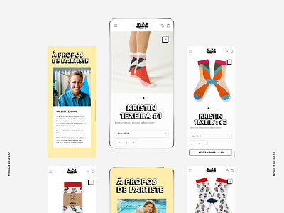 Label Chaussette - Mobile Display Product Page artist brand branding design e shop mobile ui socks typography ui
