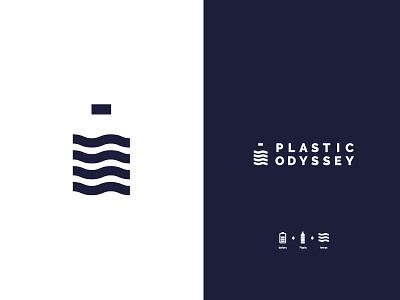 Plastic Odyssey - Plastic Waste & Renewable Energy bottle icon identity logo movement negative ocean planet plastic space typography waste