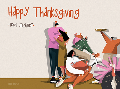The Thanksgiving-themed post 🦃🥮♥️ characters illustration itechart linkedin post thanksgiving thanksgiving day turkey