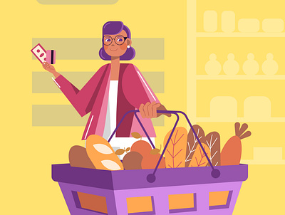 Shopping at supermarket graphic design illustration vector