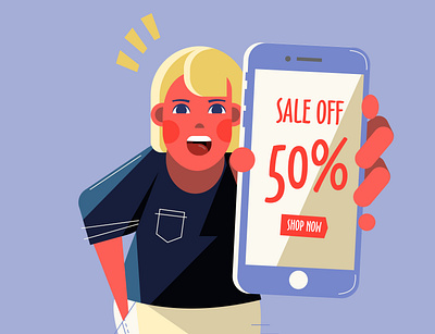 "Sale off" phone notification graphic design illustration vector