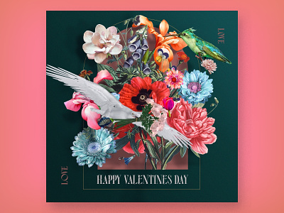 Love Is In The Air 🕊 Happy Valentines Day! color palette dribbble weekly warmup flowers illustration graphic design illustration valentine day visual design