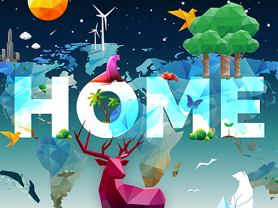 🌍 Earth Day 2016 // No Place Like Home digital art digital design digital hollywood earth day epoxy tv graphic design nasa polygonal poylgon silicon beach social campaign vector art