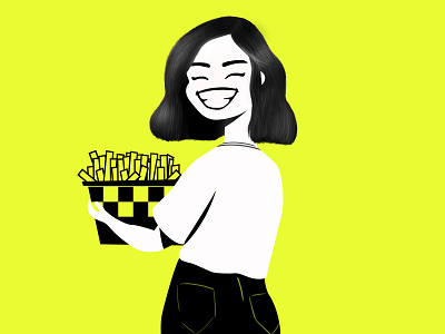 No Rice but Okay with Fries character character design food fries yellow