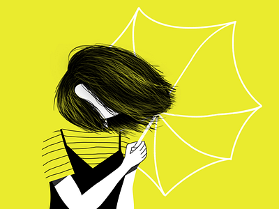 Windy Day character design digital art umbrella yellow
