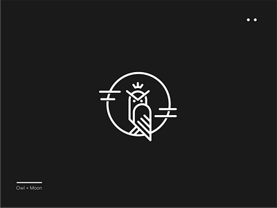 Owl Moon animal branding crown dark graphic design line linelogo logo minimal moon owl